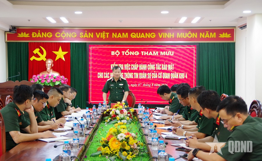 Bộ Tổng Tham mưu kiểm tra công tác bảo mật hệ thống thông tin quân sự tại cơ quan Quân khu 4